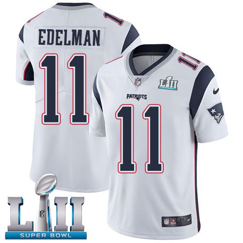 Men New England Patriots #11 Edelman White Limited 2018 Super Bowl NFL Jerseys->youth nfl jersey->Youth Jersey